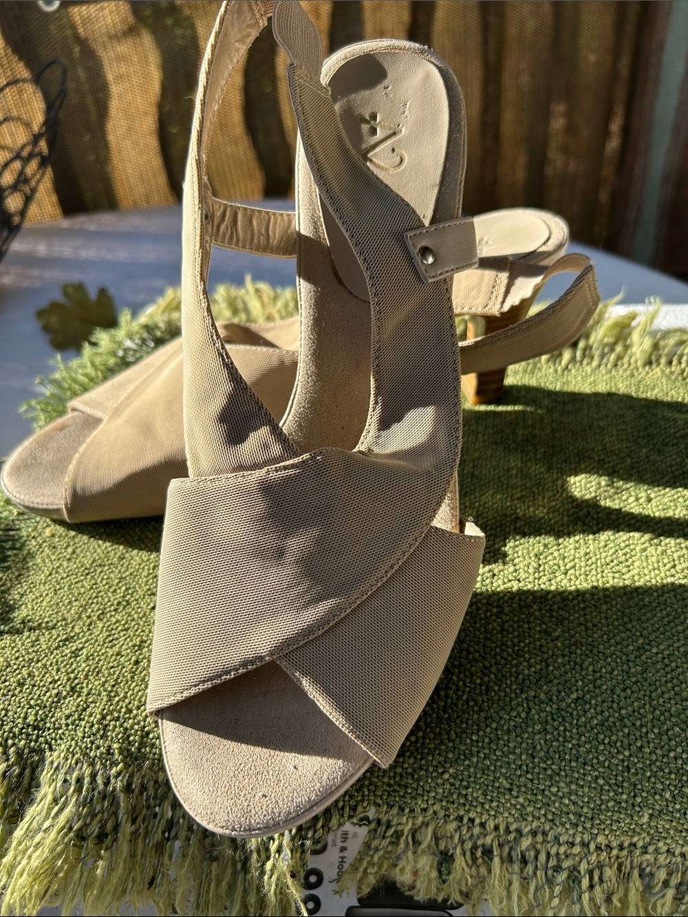 A2 By Aerosoles Neutral Beige Crisscross Slingback Heels 10M